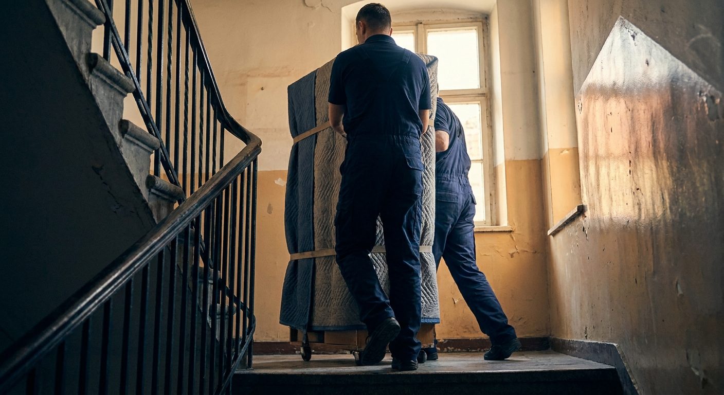 wniesienie szafy wąską klatką schodową